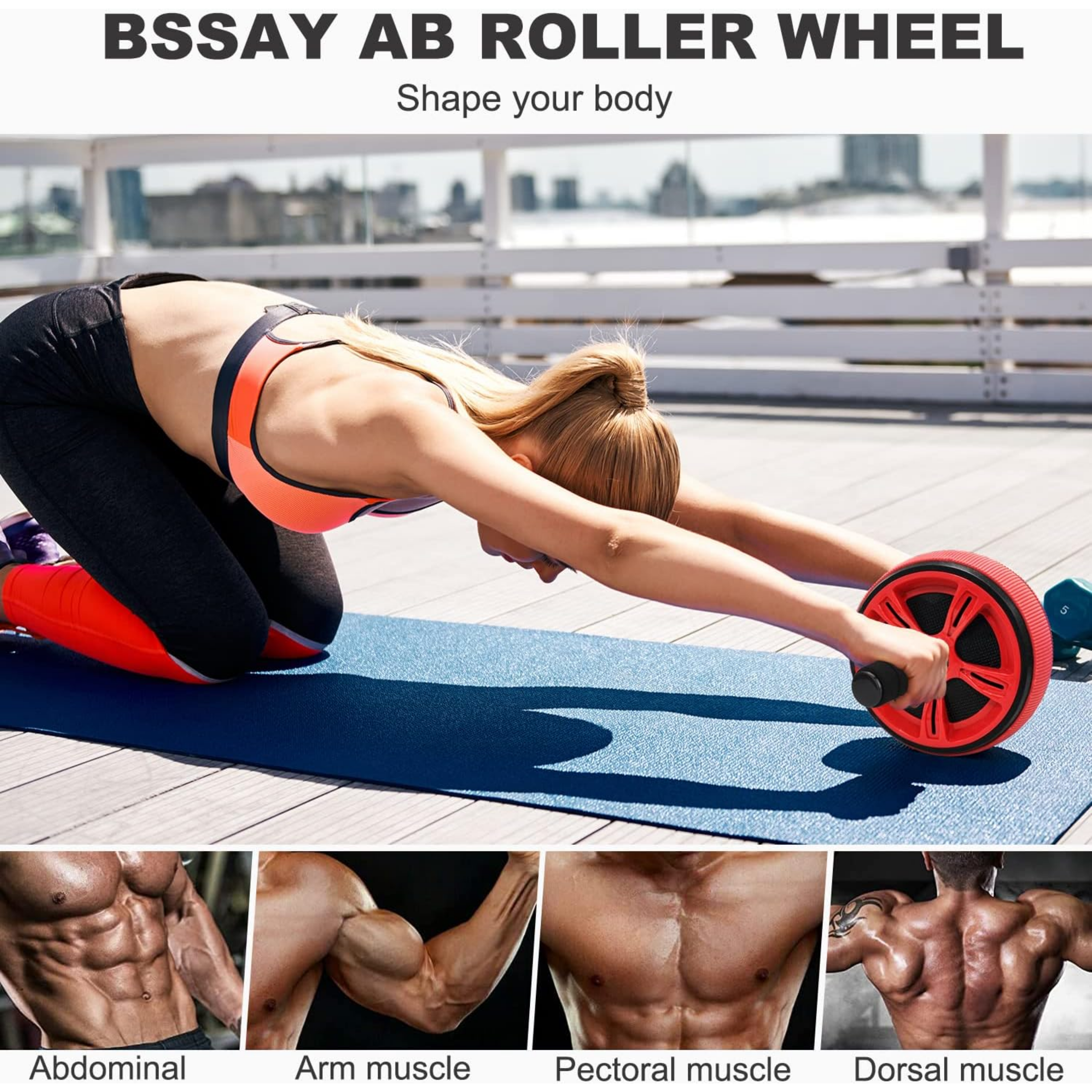 Ab Roller Wheel, Abs Workout Equipment for Abdominal & Core Strength Training, Exercise Wheels for Home Gym Fitness, Wider Ab Machine with Knee Pad Accessories - Horizon Bliss