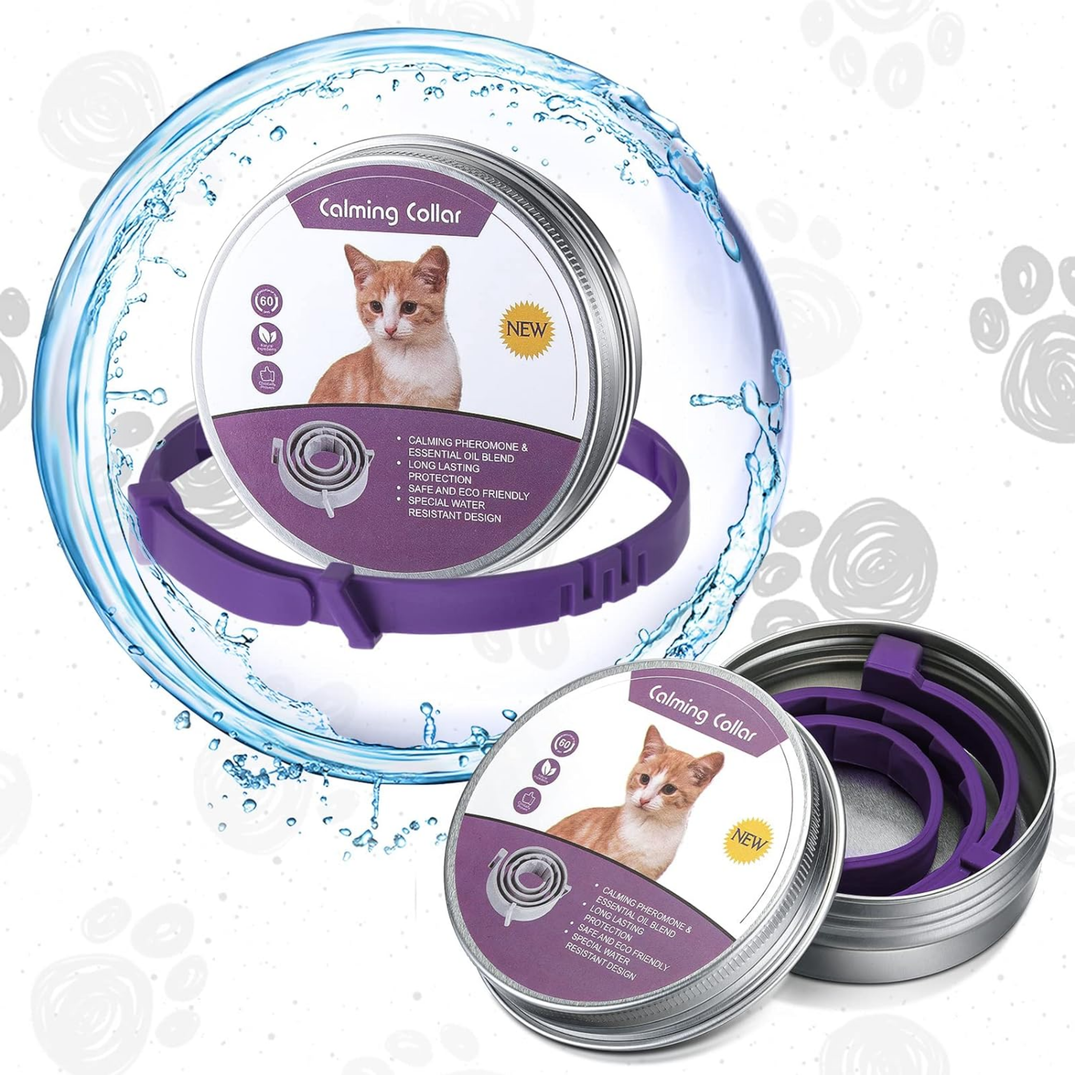 3 Pcs Cat Adjustable Calming Collar, Reduce Anxiety Cat Collars for Pets, Calm Collar Pacify Kitten, Suitable for Small, Medium and Large Cats, 15 Inches (Purple) - Horizon Bliss