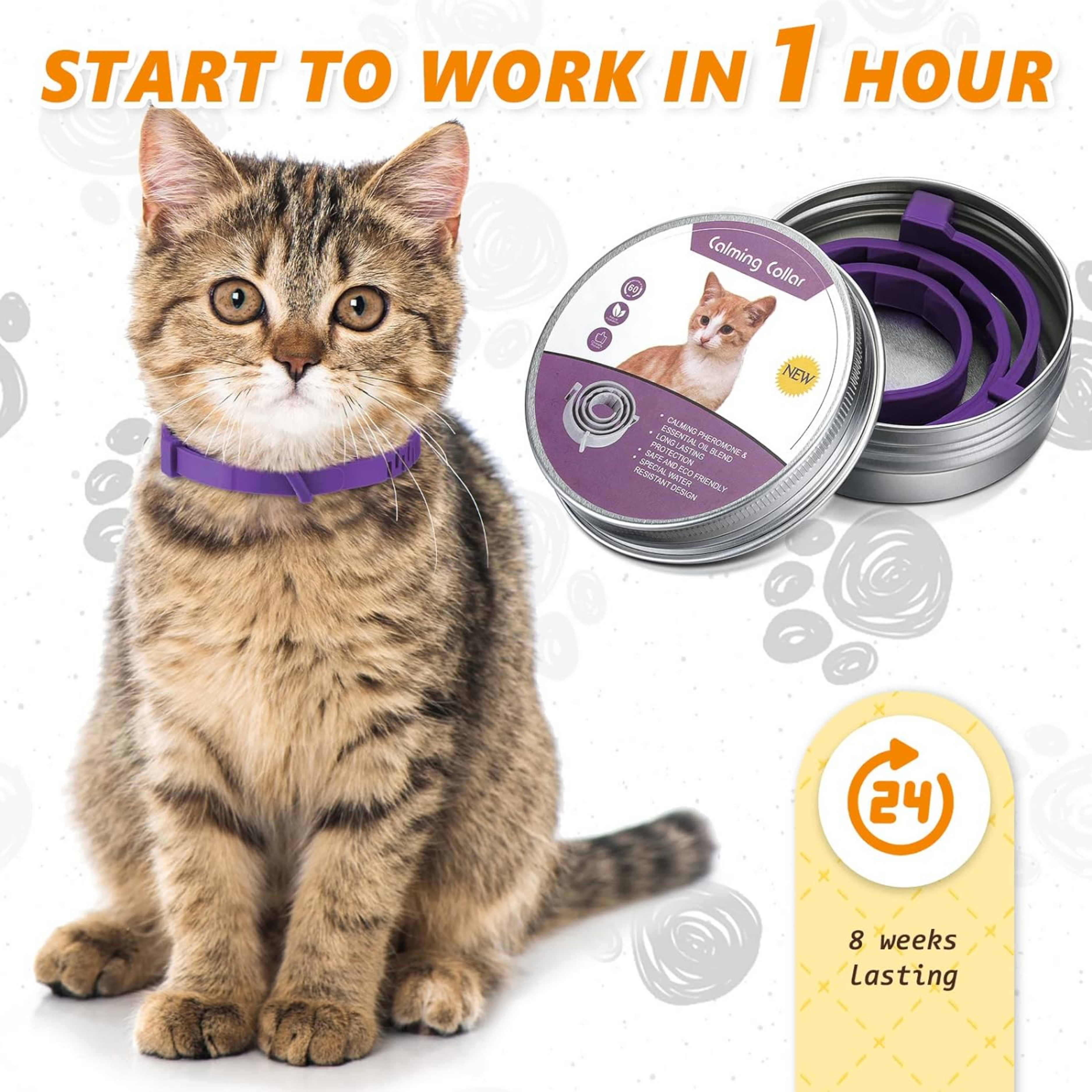 3 Pcs Cat Adjustable Calming Collar, Reduce Anxiety Cat Collars for Pets, Calm Collar Pacify Kitten, Suitable for Small, Medium and Large Cats, 15 Inches (Purple) - Horizon Bliss