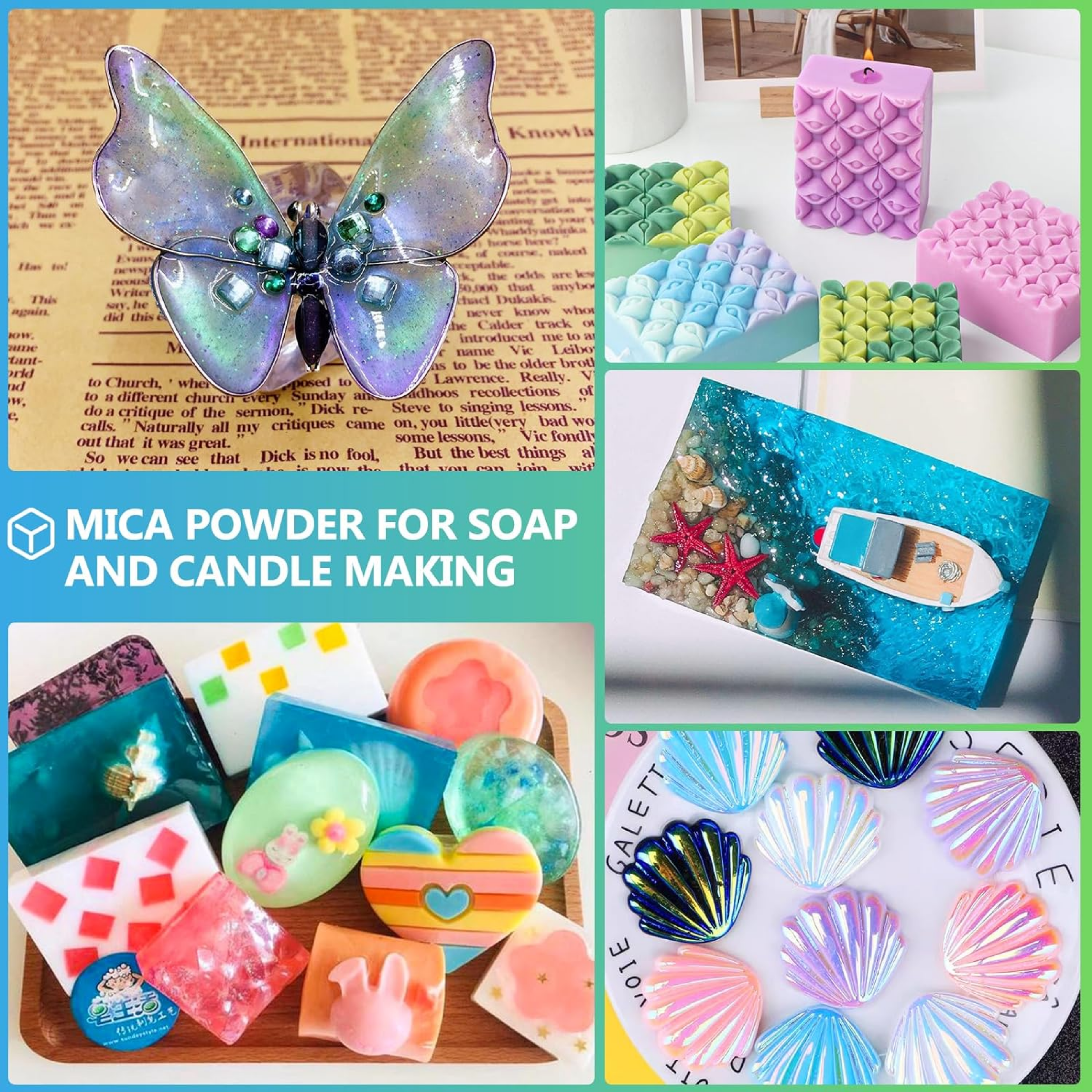 Mica Powder?24 Colors - 10g/Bottle of Natural Pigment Powder for Epoxy Resin?Soap Making?Candle Making,Lip Gloss,Car Freshies,Dye,Nail Polish,Bath Bombs - Horizon Bliss