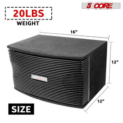 5Core Box Subwoofer for Car 1Pc Black 800W Peak Power 8 Inch Vented - Horizon Bliss