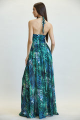 Amata - Jungle Leaf Print Pattern Dress