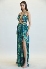 Amata - Jungle Leaf Print Pattern Dress