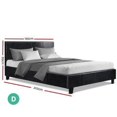 Artiss Bed Frame Double Size Base Mattress Platform Leather Wooden - Horizon Bliss