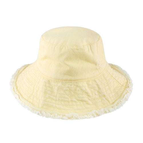 Wide Brim Frayed Bucket Hat