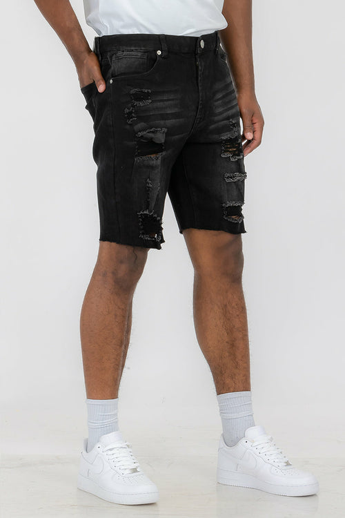 Washed Distressed Denim Shorts - Horizon Bliss