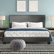 Royale Gray Velvet Upholstered Bed- Queen - Horizon Bliss