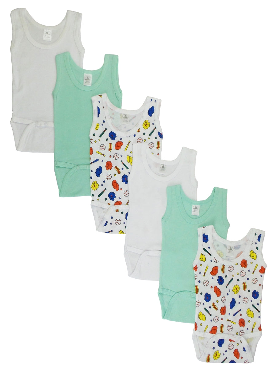 Bambini CS-109M-Baseball-109M-Baseball Boys Printed Tank Top, Whit - Horizon Bliss