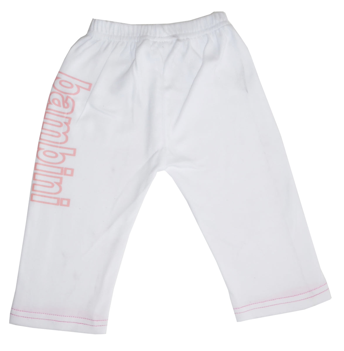 Bambini LS-0210 Girls Pants with Print, White & Pink- Medium - Horizon Bliss