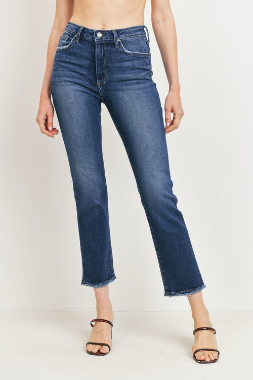 JUST BLACK DENIM HIGH WAISTED CLEAN STRAIGHT LEG JEAN - Horizon Bliss