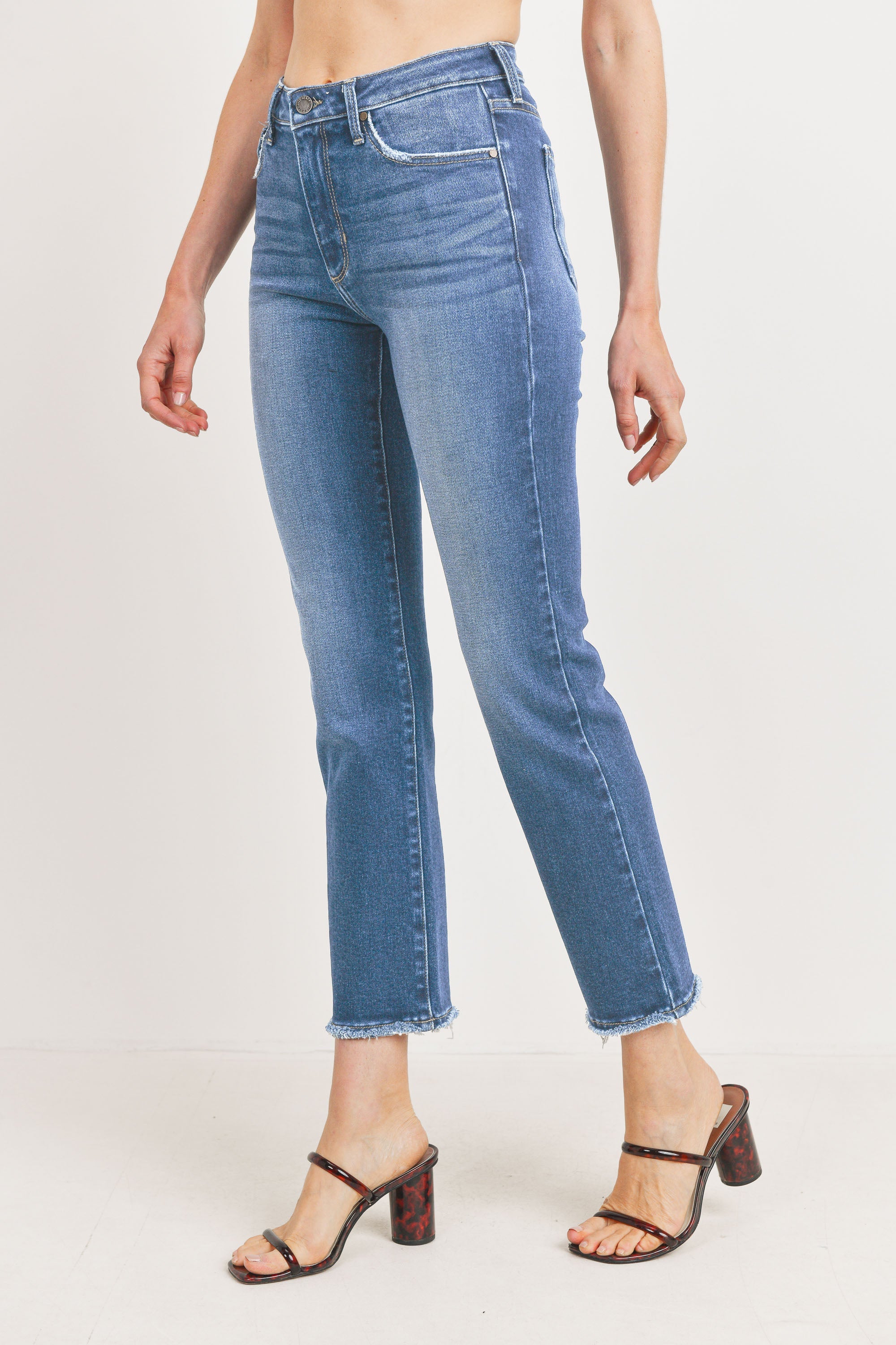 JUST BLACK DENIM HIGH WAISTED CLEAN STRAIGHT LEG JEAN - Horizon Bliss