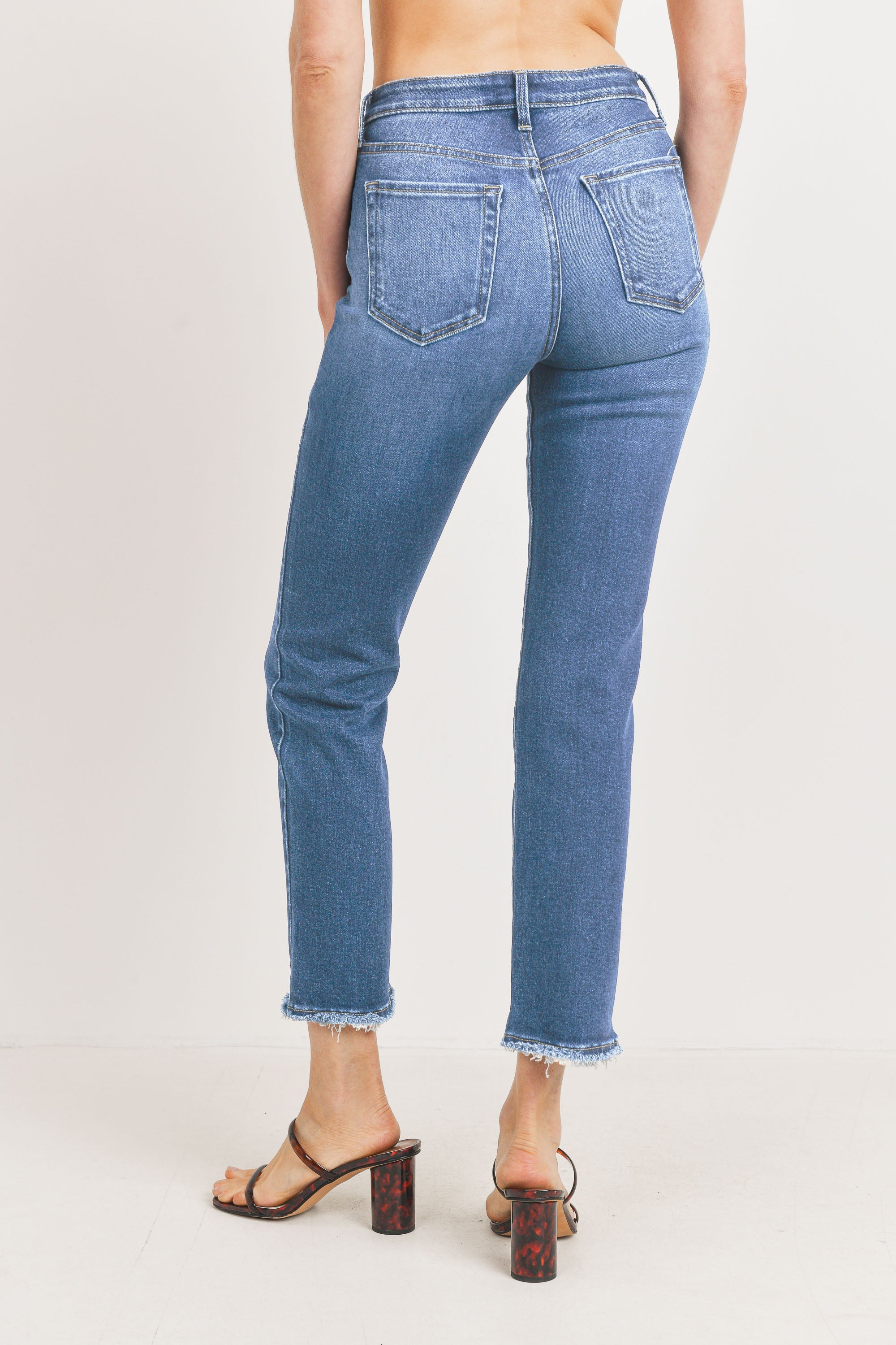 JUST BLACK DENIM HIGH WAISTED CLEAN STRAIGHT LEG JEAN - Horizon Bliss