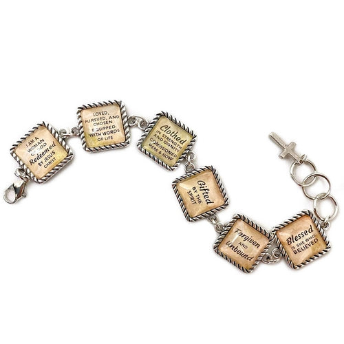 To the Woman I Love – Personalized Charm Bracelet, Square Antique - Horizon Bliss