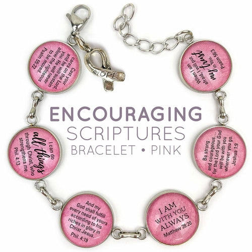 Hope & Encouragement Scripture Bracelet – Glass Charm Stainless Steel - Horizon Bliss