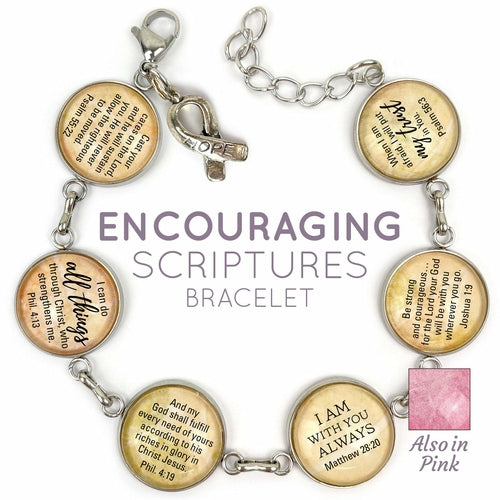 Hope & Encouragement Scripture Bracelet – Glass Charm Stainless Steel - Horizon Bliss