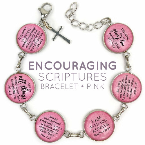 Hope & Encouragement Scripture Bracelet – Glass Charm Stainless Steel - Horizon Bliss