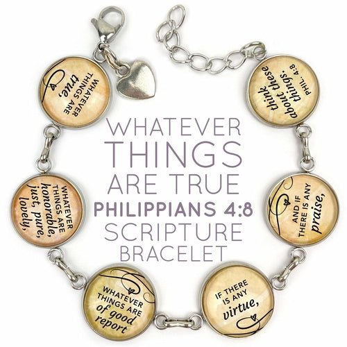 "Whatever Things are True" Philippians 4:8 Scripture Bracelet – Glass - Horizon Bliss