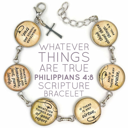 "Whatever Things are True" Philippians 4:8 Scripture Bracelet – Glass - Horizon Bliss