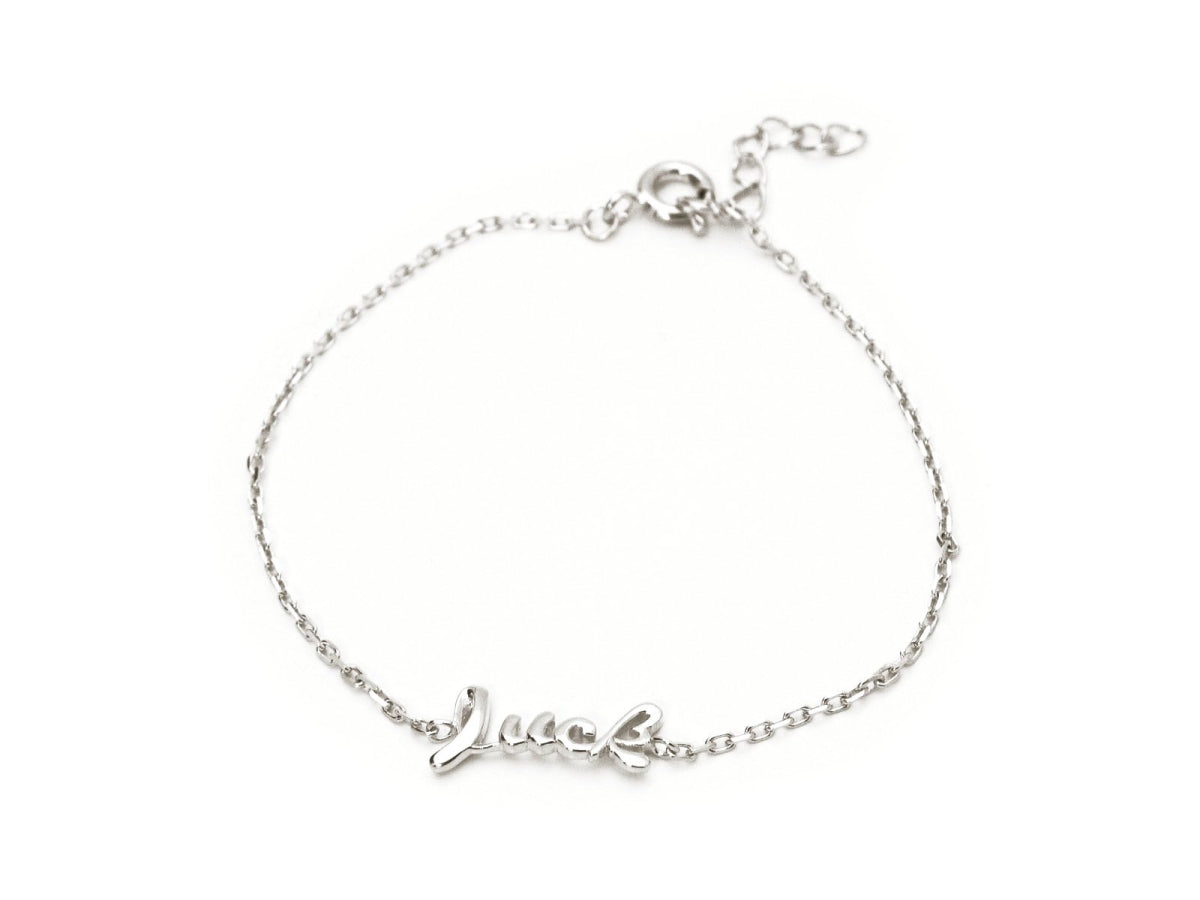 Fronay 212352 6 in. Slender Cursive Luck Bracelet in 925 Sterling Silv - Horizon Bliss