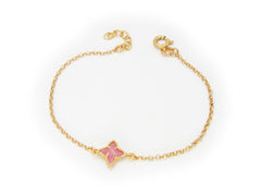 Fronay 402422P 6.5 in. Flamingo Pink Flower Crystal Bracelet in 925 St - Horizon Bliss