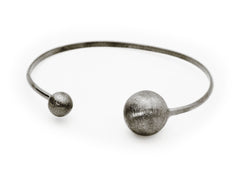 Fronay 406158B Black Satin Globes Cuff Bangle in Sterling Sterling - Horizon Bliss