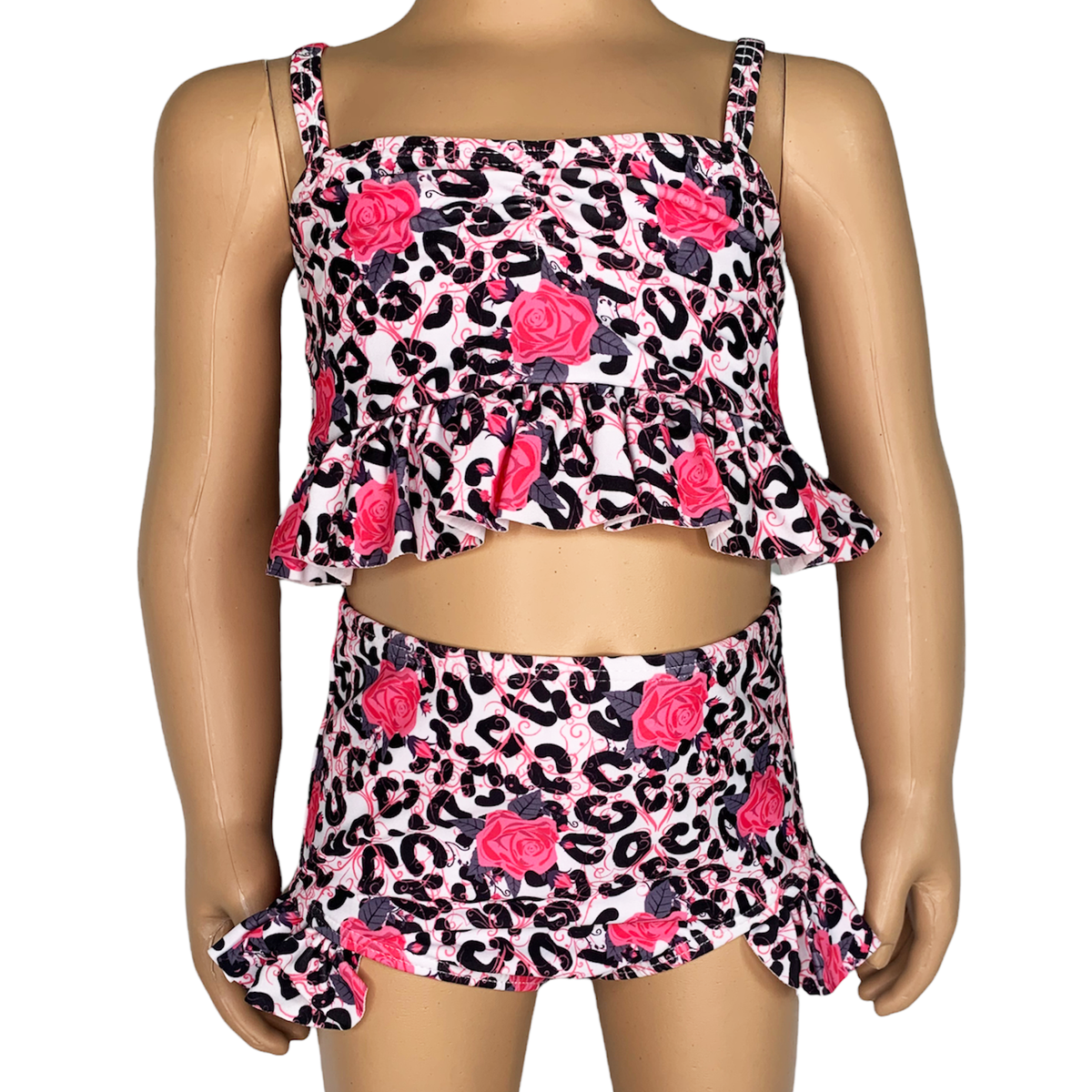 AL Limited Girls 2 piece Leopard Rose Tankini Swimsuit Bathing Suit - Horizon Bliss