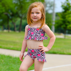 AL Limited Girls 2 piece Leopard Rose Tankini Swimsuit Bathing Suit - Horizon Bliss