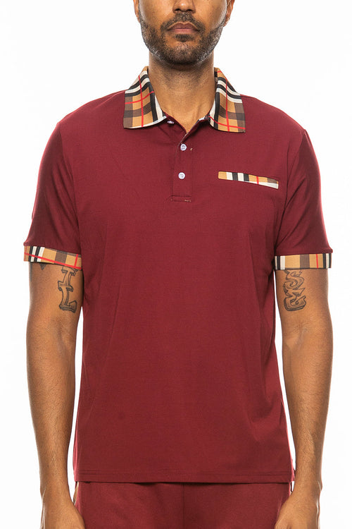 Checkered Detail Polo - Horizon Bliss