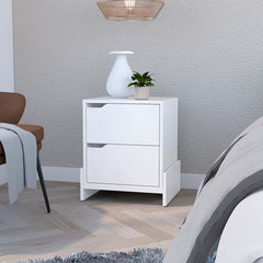 Nightstand Brookland, Bedside Table with Double Drawers and Sturdy - Horizon Bliss