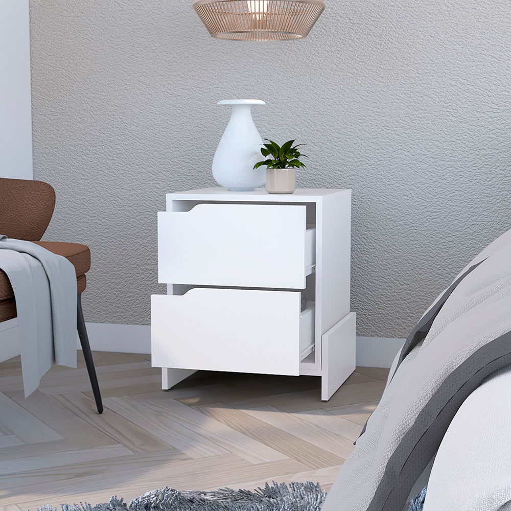 Nightstand Brookland, Bedside Table with Double Drawers and Sturdy - Horizon Bliss