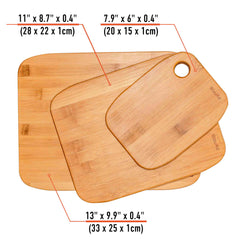 Wooden Cutting Boards for Kitchen - Bamboo Chopping Board Set of 3