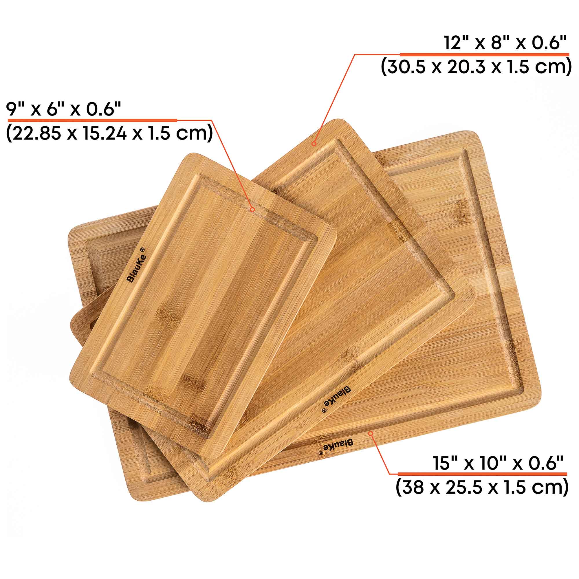 Wooden Cutting Boards for Kitchen with Juice Groove and Handles -