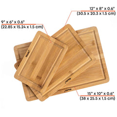 Wooden Cutting Boards for Kitchen with Juice Groove and Handles -