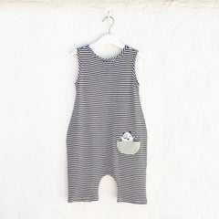 Tank Romper - Black + White Stripes - Horizon Bliss