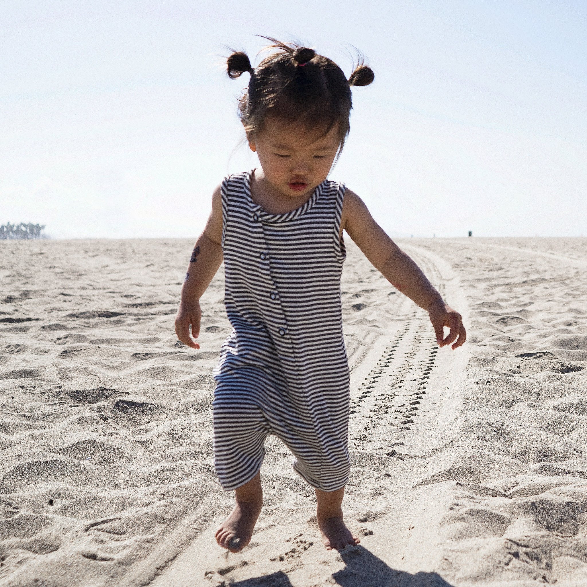 Tank Romper - Black + White Stripes - Horizon Bliss