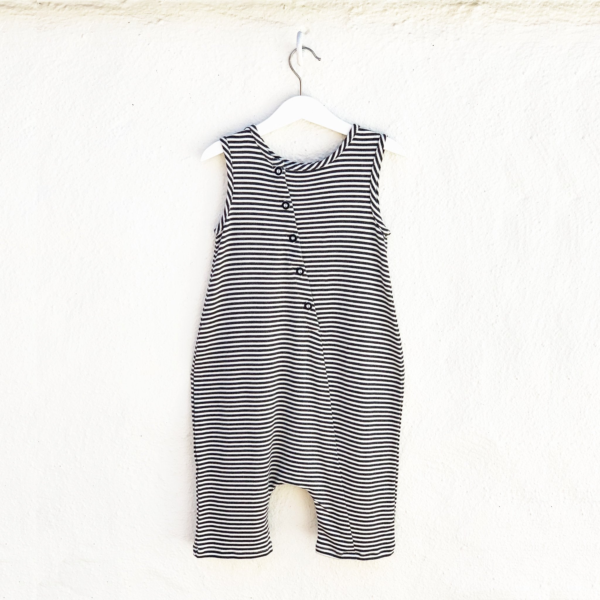 Tank Romper - Black + White Stripes - Horizon Bliss