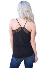 Black Delicate Balance Lace Cami Tank Top - Horizon Bliss