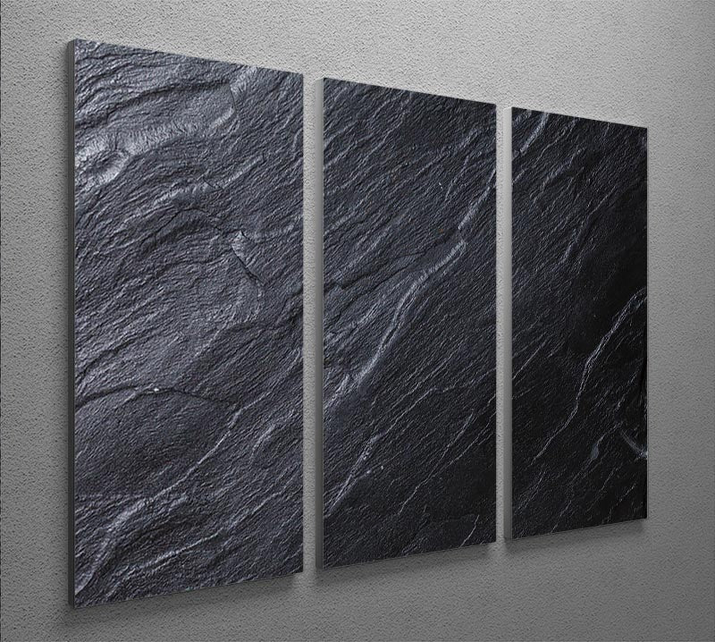 Black Textured Stone 3 Split Panel Canvas Print