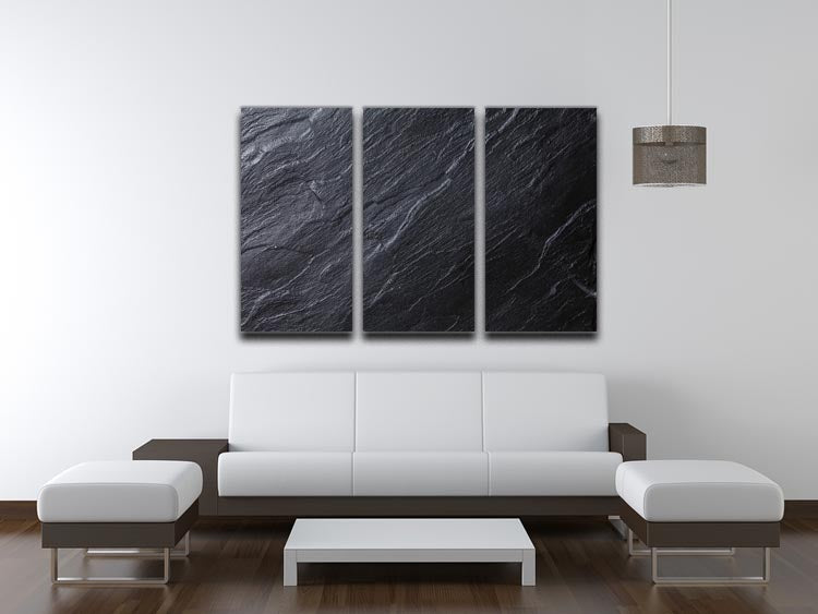 Black Textured Stone 3 Split Panel Canvas Print