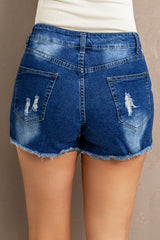 Lace Distressed Jean Shorts - Horizon Bliss