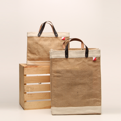 Bazaar Jute and Leather Tote Bag