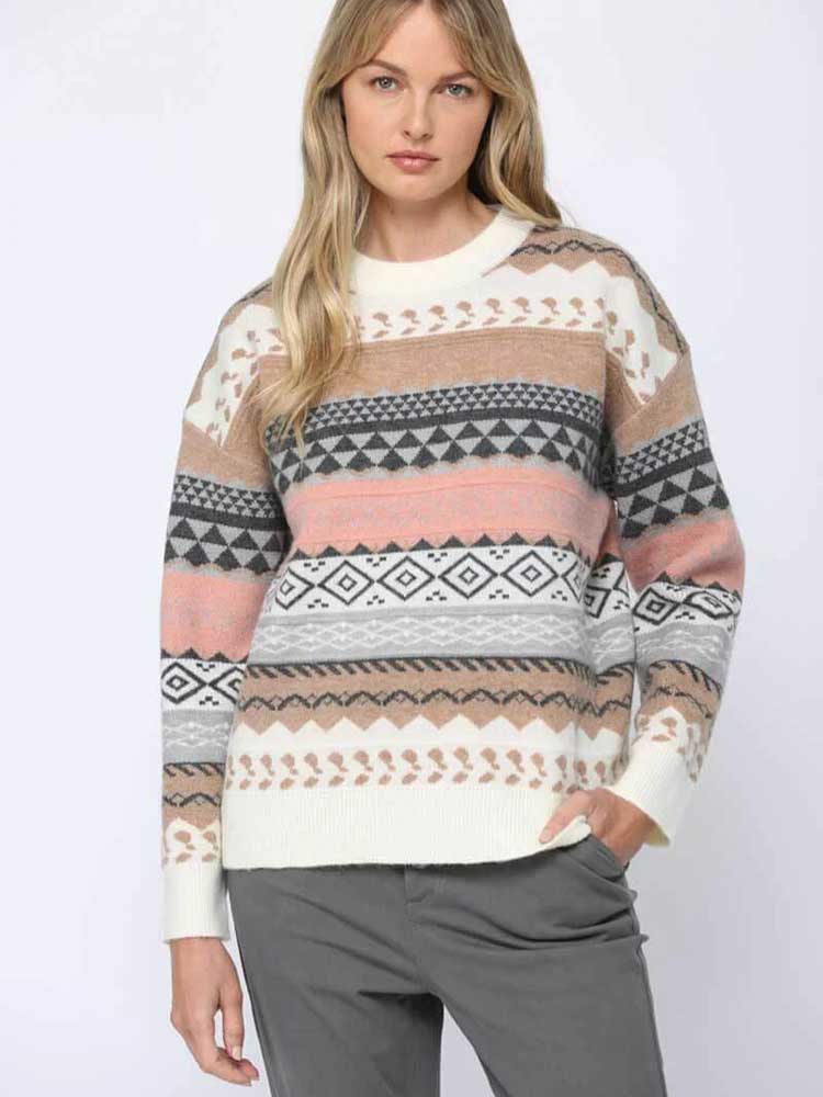 Geometric Knit Sweater - Horizon Bliss