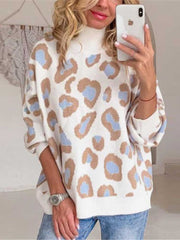 Leopard Print Crew Neck Sweater - Horizon Bliss