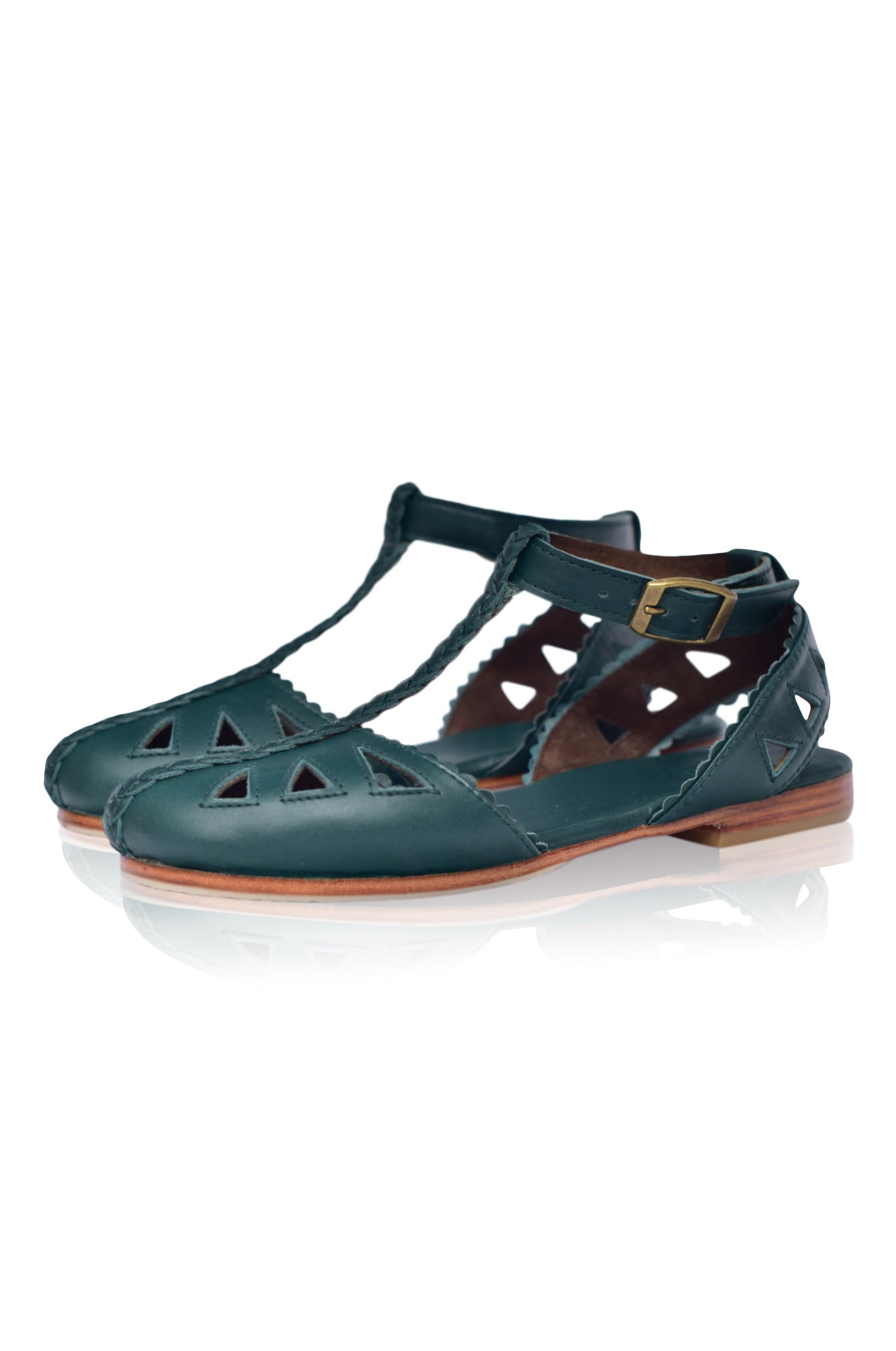 Bounty T-strap Leather Sandals - Horizon Bliss