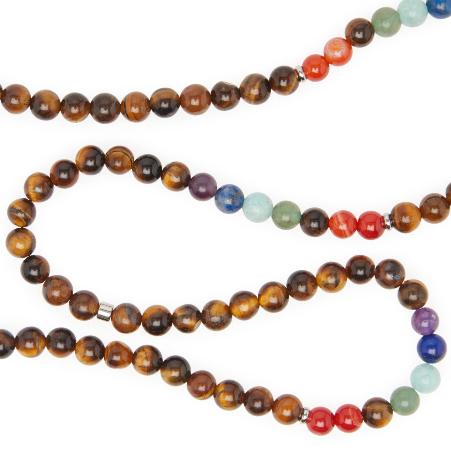 Bracelet mala 7 Chakras de Guérison en Oeil de Tigre - Horizon Bliss