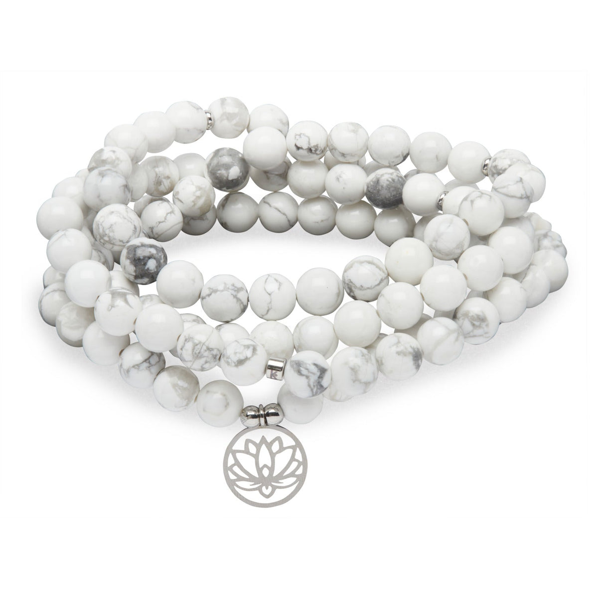 Bracelet Mala "Lotus" de 108 perles en Howlite - Horizon Bliss