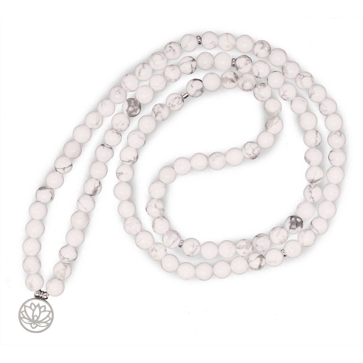 Bracelet Mala "Lotus" de 108 perles en Howlite - Horizon Bliss