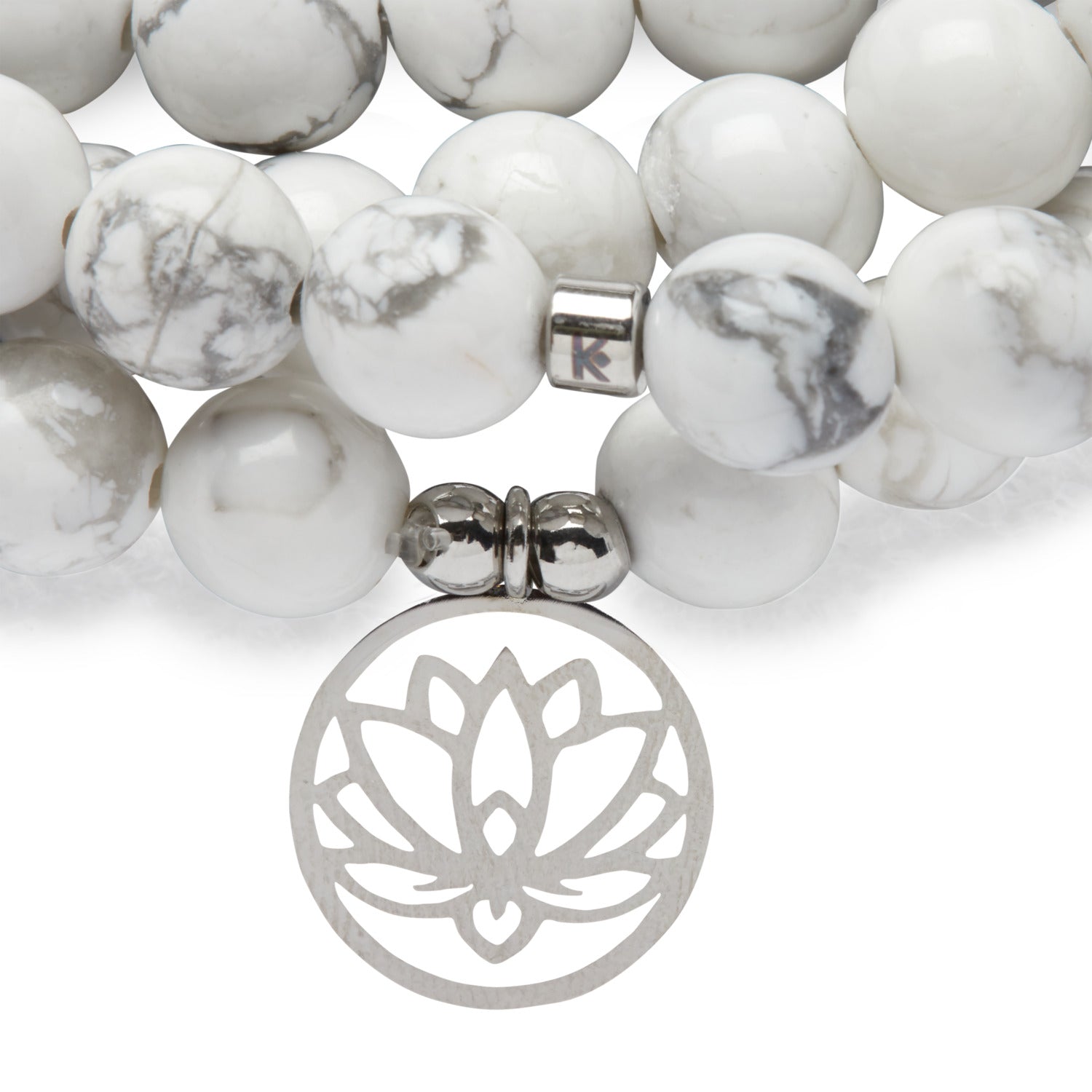 Bracelet Mala "Lotus" de 108 perles en Howlite - Horizon Bliss