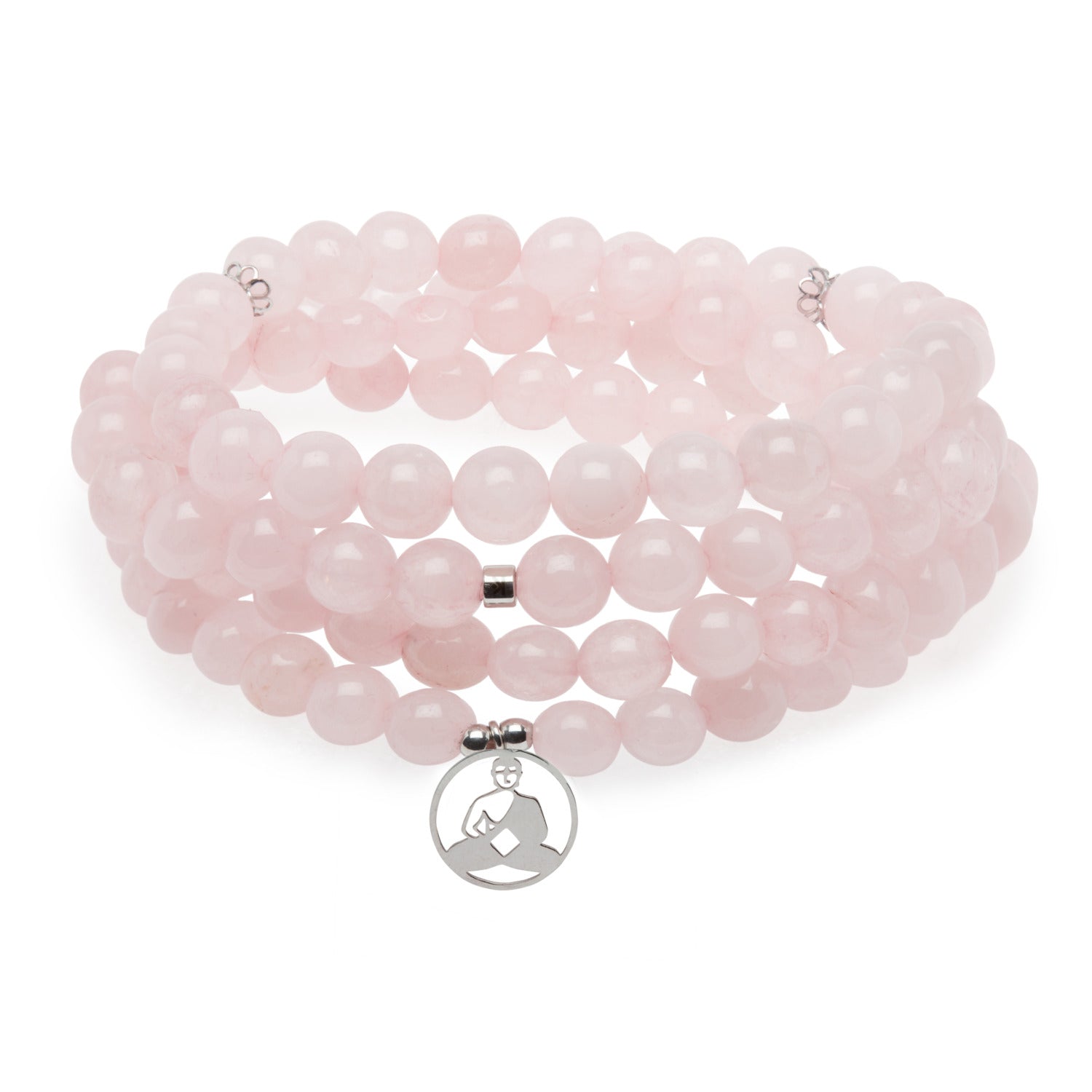 Bracelet Mala "Réconfort & Amour de Bouddha" 108 perles en Quartz Rose - Horizon Bliss