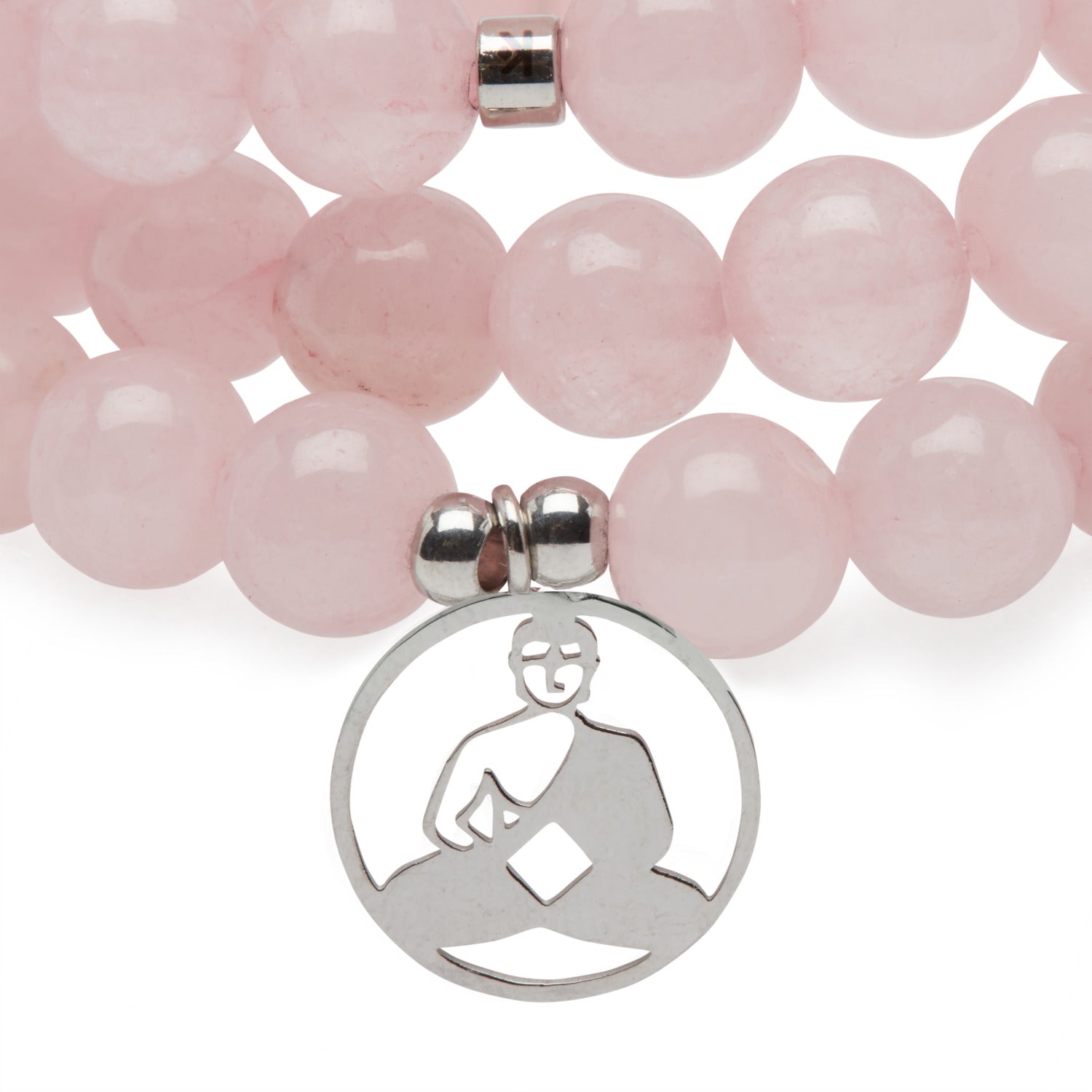 Bracelet Mala "Réconfort & Amour de Bouddha" 108 perles en Quartz Rose - Horizon Bliss